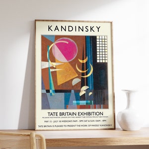 Cartel de la exposición Wassily Kandinsky, Scharf-Ruhig, decoración abstracta de arte mural, impresión de arte Kandinsky, decoración Bauhaus, idea de regalo, A1/A2/A3/A4