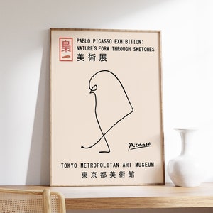 Picasso Exhibition Poster, Bird, Vintage Minimalist Art Print, Line Drawing, Art Print, Bedroom Art, Gift Idea, Japanese, A1/A2/3/A4