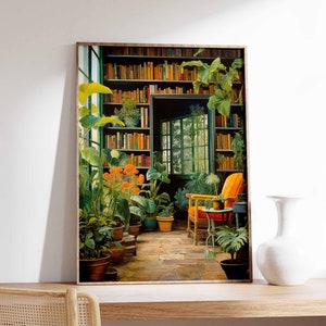 Vintage Library Poster, Book Shop Print, Book Lovers Gift, Reading Gift, Antique Wall Art, Retro Book Lovers Art, Library Art, Gift Idea