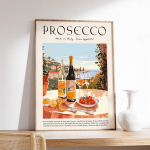Italienisches Prosecco Poster, Cocktail Print, Küchendeko, Essen und Trinken, Essen Poster, Küchendeko, Koch Geschenk, Koch Geschenk