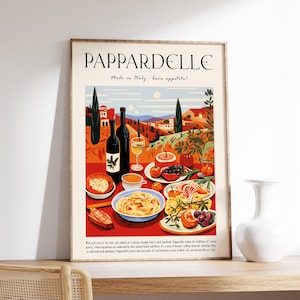 Italian Pappardelle Pasta Poster, Italian Food Print, Kitchen Decor, Food and Drink Art, Food Poster, Kitchen Decor, Cooking Gift, Chef Gift