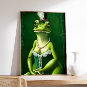 Vintage Frosch Portrait, Renaissance-Stil Druck, lustiges Poster, Tierkunst, Tierplakat, Geschenkidee, Kunst im antiken Stil, A1 / A2 / A3 / A4