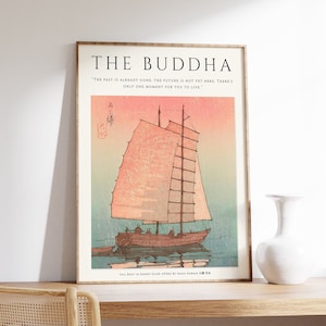Buddhist Poster Art, Buddah Art, Japanese Art, Spiritual Art, Religious Home Decor, Floral Print, Meditation Art, Gift, A1/A2/A3/A4