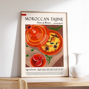 Moroccan Tagine Food Poster, Art Poster, Arabic Print, Arabic Art, Moroccan Cuisine, Food Art, Food Gift, Kitchen Art, Kitchen Decor