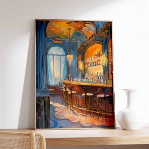 Retro Cocktail Bar Druck, Vintage Cocktail Poster, Essen und Trinken Kunst, Küchen Poster, Küchen Dekor, Food Illustration Art, Essen Poster