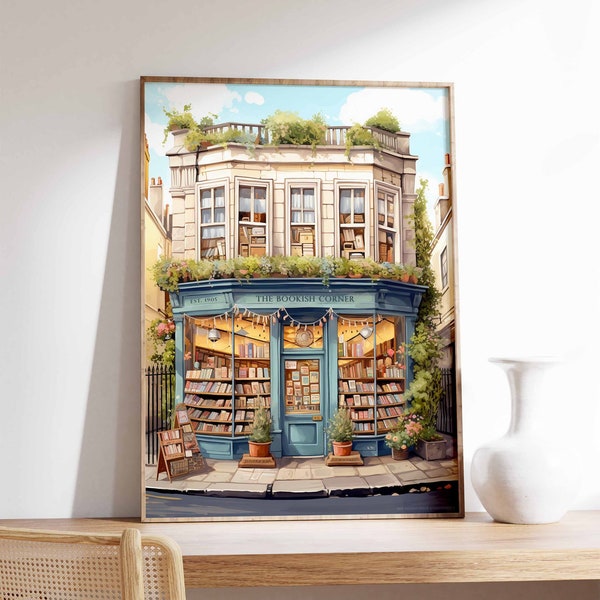 Vintage Book Store Poster, Book Shop Print, Book Lovers Gift, Reading Gift, Antique Wall Art, Retro Book Lovers Art, Library Art, Gift Idea