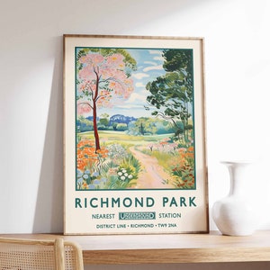 Richmond Park Print, London Print, Park Poster, Vintage Wall Art, Floral Art, Botanical Print, William Morris Print, Vintage Decor