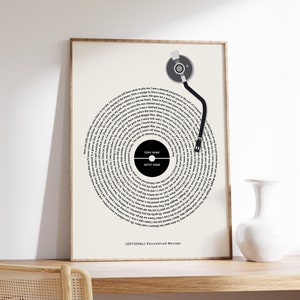 Impressão de letras de vinil personalizadas, branco-sujo, pôster musical personalizado, presente musical personalizável, presente de aniversário, dança musical de casamento, A1/A2/A3/A4