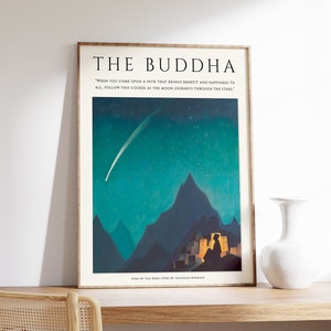 Buddhist Poster Art, Buddah Art, Asian Art, Spiritual Art, Religious Home Decor, Floral Print, Meditation Art, Gift, A1/A2/A3/A4