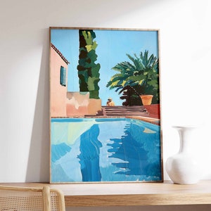 Swimming Pool Wall Art, Swimming Art Print, Swimming Poster, Blue Art Print, Swimming Pool Gift, Summer Art, Swimming Gift, Water Art