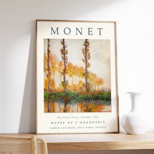 Claude Monet Poster, Die drei Bäume - Herbst, Monet Druck, Vintage Französisch Wohndekor, Blumendruck, Blumendekor, Geschenk, A1/A2/A3/A4