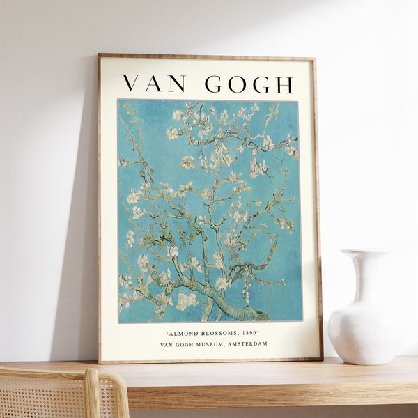 Van Gogh Exhibition Poster, Almond Blossoms, Van Gogh Art Print, Floral Wall Art Decor, Floral Garden Art, Gift Idea, A1/A2/A3/A4