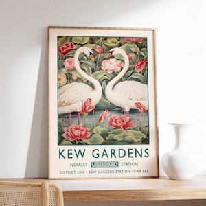 William Morris Swan Print, Kew Gardens Print, London Print, William Morris Poster, Vintage Wall Art, Floral Art, Vintage Poster