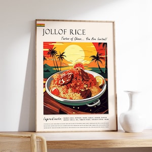 Jollof Rice Ghanaian Food Poster, African Food Print, Ghana Food Art, African Food Poster, Exotic Food Art, Kitchen Decor, African Art