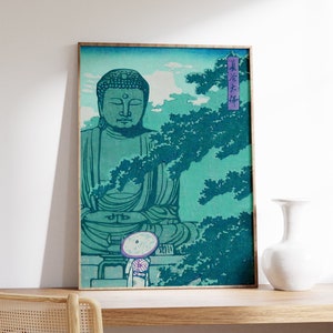 Japanese Poster, Hasui Kawase, Great Buddha Kamakura, Travel Wall Art Decor, Japan Poster Print, Japanese Art, Asian Art, Gift, A1/A2/A3/A4