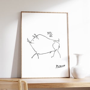 Picasso Line Art Poster, The Pig, Picasso Print, Animal Art, Animal Print, Minimalist Decor, Drawing Print, Gift, A1/A2/A3/A4