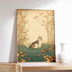 Vintage Japanese Cat Poster, Japanese Cat Print, Cat Gift, Gift for Cat Lovers, Animal Art, Ukiyo-e Print, Asian Art, Oriental Decor
