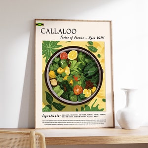 Callaloo Jamaican Food Poster, Caribbean Food Print, Jamaican Food Art, Caribbean Food Poster, Exotic Food Art, Kitchen Decor