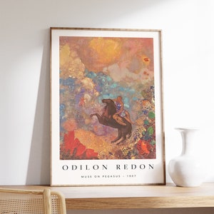 Odilon Redon Wall Art, Muse on Pegasus, Odilon Redon Poster, Horse Art, Animal Art, Horses Poster, Psychedelic Art, A1/A2/A3/A3