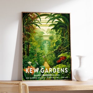 Stampa floreale dei Kew Gardens, poster dei giardini botanici, poster di William Morris, arte di Londra, arte murale vintage, arte floreale, poster vintage