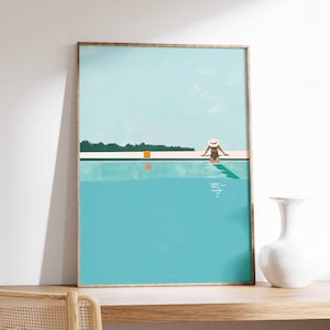 Swimming Pool Wall Art, Swimming Art Print, Swimming Poster, Blue Art Print, Swimming Pool Gift, Summer Art, Swimming Gift, Water Art
