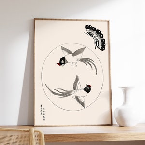 Japanese Art Print, Japanese Poster, Vintage Japanese Decor, Taguchi Tomoki, Animal Art, Birds and Butterflies, Oriental Art, A1/A2/A3/A4