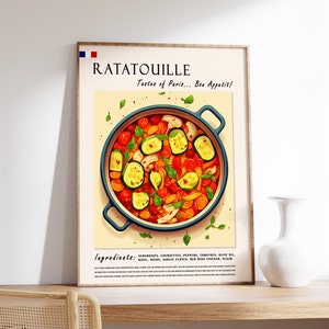 Affiche de cuisine française Ratatouille, impression de cuisine française, décoration de cuisine, art parisien, affiche de cuisine française, impression de Paris, impression de cuisine rétro, cadeau de nourriture