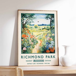 Richmond Park Print, London Print, Park Poster, Vintage Wall Art, Floral Art, Botanical Print, William Morris Print, Vintage Decor