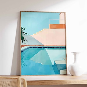 Swimming Pool Wall Art, Swimming Art Print, Swimming Poster, Blue Art Print, Swimming Pool Gift, Summer Art, Swimming Gift, Water Art