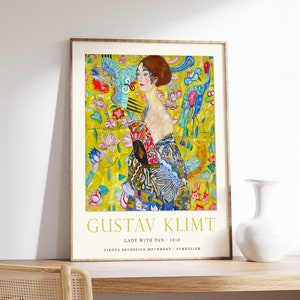 Gustav Klimt Poster, Lady With Fan, Klimt Exhibition Poster, Art Nouveau, Modern Art Print, Wall Art Decor, Housewarming Gift A1/A2/A3/A4