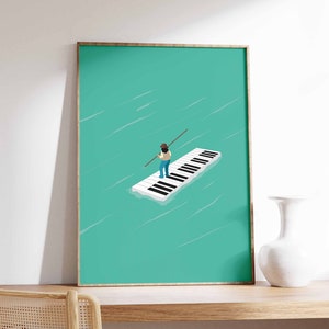 Piano Music Print, Music Poster, Retro Music Gift, Music Wall Art, Gift for Music Lover, Gift for Musician, Vintage Music Art
