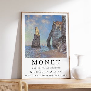 Manifesto della mostra di Claude Monet, Le scogliere di Etretat, Stampa artistica di Monet, Stampa floreale, Decorazione da parete con paesaggio da giardino, Idea regalo, A1/A2/A3/A4