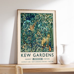 William Morris Print, Kew Gardens Print, London Print, William Morris Poster, Vintage Wall Art, Floral Art, Vintage Poster, A1/A2/A3/A4