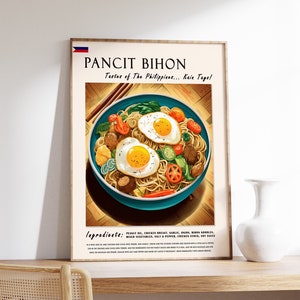 Pancit Bihon Filipino Food Poster, Filipino Food Print, Philippines Food Art, Kitchen Decor, Asian Poster, Asian Decor Print, Food Gift
