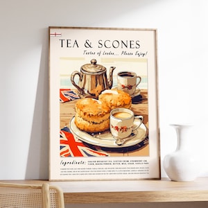 Britisches Essen & Scones Poster, Englisches Essen Poster, Englisches Essen Poster, Küchendeko, Backen Poster, Essen & Trinken