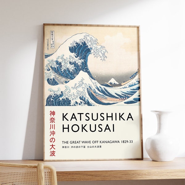 Poster de l'exposition Katsushika Hokusai, La Grande Vague, Poster japonais, Art japonais, Art déco mural, Idée cadeau, Art marin, A1/A2/A3/A4