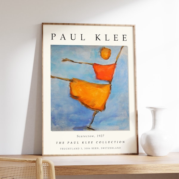 Paul Klee Exhibition Poster, Scarecrow By Alfons Niex in Homage to Paul Klee, Abstract Art Print, Modernist Art, Gift Idea, A1/A2/A3/A4