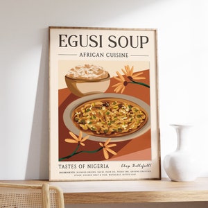 Egusi Soup Poster, Nigerian Food Art, African Food Poster, Kitchen Decor, Kitchen Art, Food Gift, Cooking Poster, Food Gift, A1/A2/A3/A4
