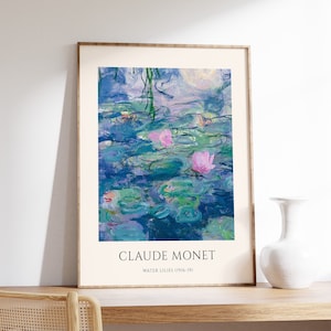 Claude Monet Exhibition Poster, Water Lilies, Monet Art Print, Floral Wall Print, Garden, Scenery, Nature, Gift Idea, Flowers, A1/A2/A3/A4