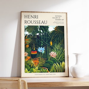 Henri Rousseau Poster, Tiger Peeking Out, Henri Rousseau Exhibition Print, Floral Wall Art, Animal Art, Gift, Tiger Print, A1/A2/A3/A4