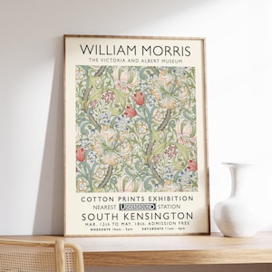 William Morris Exhibition Poster, Floral Pattern, William Morris Vintage Art Print, Vintage Poster, Floral Print, Wall Art Decor