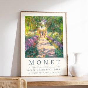 Claude Monet Exhibition Poster, A Pathway in Monet's Garden, Monet Art Print, Vintage French Home Decor, Floral Decor, Gift, A1/A2/A3/A4