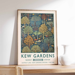 William Morris Country Garden Print, Kew Gardens Print, London Print, William Morris Poster, Vintage Wall Art, Floral Art, Vintage Poster