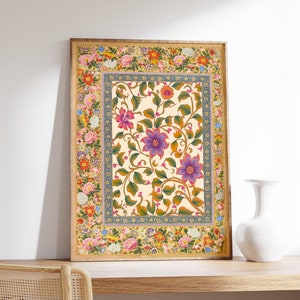 Indian Floral Print, Traditional Indian Poster, Floral Decor, Floral Print, Vintage Art, Indian Decor, Pattern Art, Indian Gift, A1/A2/A3/A4
