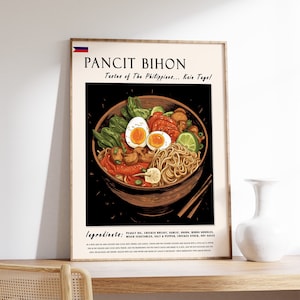Pancit Bihon Filipino Food Poster, Filipino Food Print, Philippines Food Art, Kitchen Decor, Asian Poster, Asian Decor Print, Food Gift