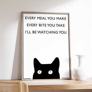 Vintage Cat Poster Print, I'll be Watching You, Animal Print, Cat Poster, Cat Print, Home Art, Funny Poster, Quote Print, Ideal Gift