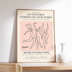 Picasso Exhibition Poster, Pink Dance, Vintage Minimalist Art Print, Line Drawing, Art Print, Bedroom Art, Gift Idea, A1/A2/3/A4