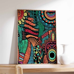 African Tribal Art, African Pattern Poster, Cultutral Wall Print, Black Wall Art, African Decor, Geometric Pattern Poster, Black Culture Art