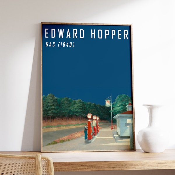 Impression d'affiche d'exposition de gaz Edward Hopper, décoration murale de qualité galerie, impression Edward Hopper, cadeau idéal, A1/A2/A3/A4