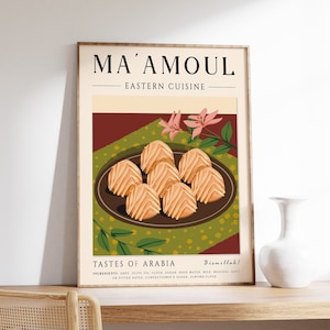 Ma&#39; Amoul Poster, Middle Eastern Food Art, Arabic Food Poster, Kitchen Decor, Kitchen Art, Food Art, Cooking Poster, Food Gift, A1/A2/A3/A4